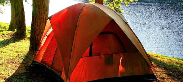 Camping tent in forest