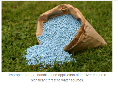 Improper storage, handling, and application of fertilizer can be a significant threat to water sources