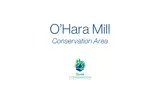 White canvas with 'O'Hara Mill Conservation Area' written and the Quinte Conservation logo.